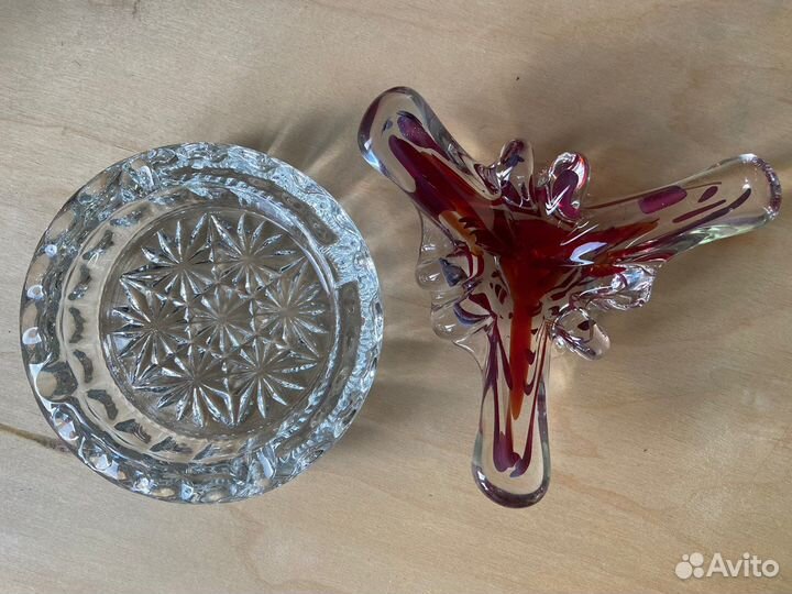 Пепельница хрусталь, богемское стекло