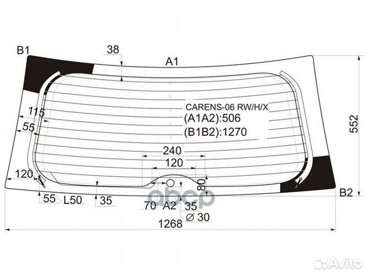 Стекло заднее с обогревом KIA carens II 06-12 C