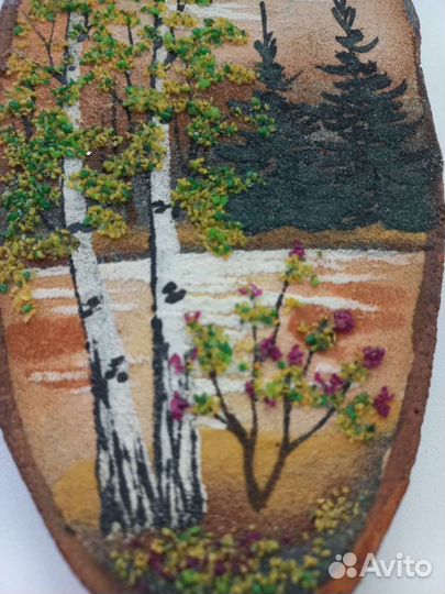 Картина панно на спиле дерева