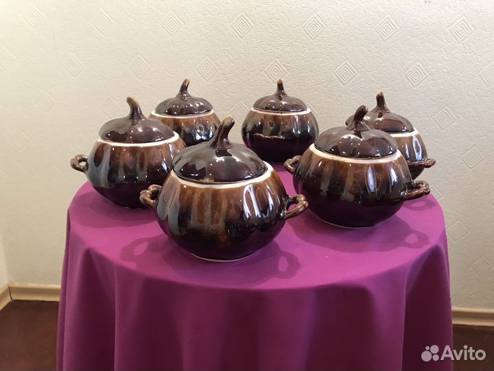 Горшки для запекания керамика, набор из 6 шт