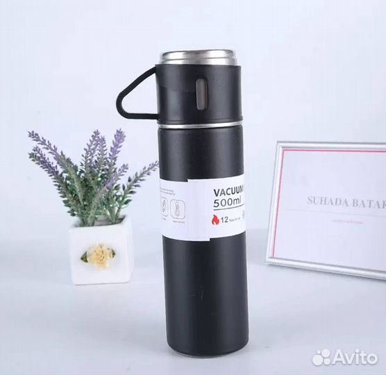 Термос для чая. Туристический. 3 кружки. 500 мл