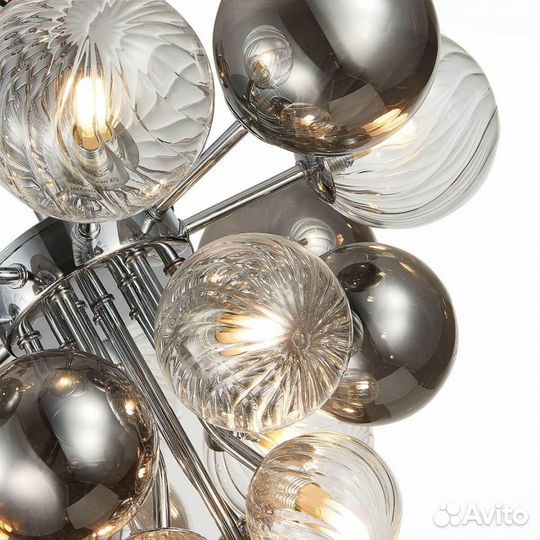 Люстра металл и стекло в спальню современная