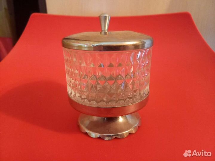 Конфетница хрустальная с мельхиором СССР