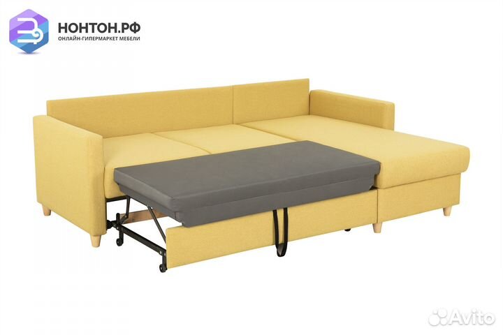 Диван угловой дельфин Дилан желтый