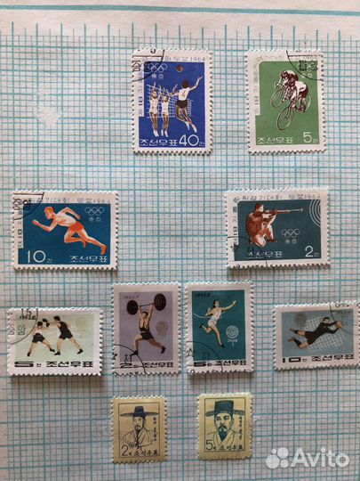 Почтовые марки Корея 1940-1969