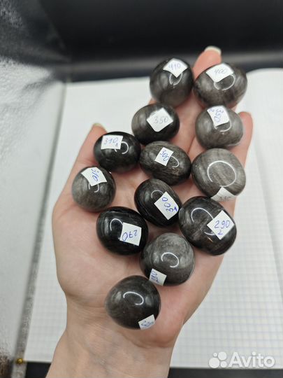 Обсидиан серебристый радужный