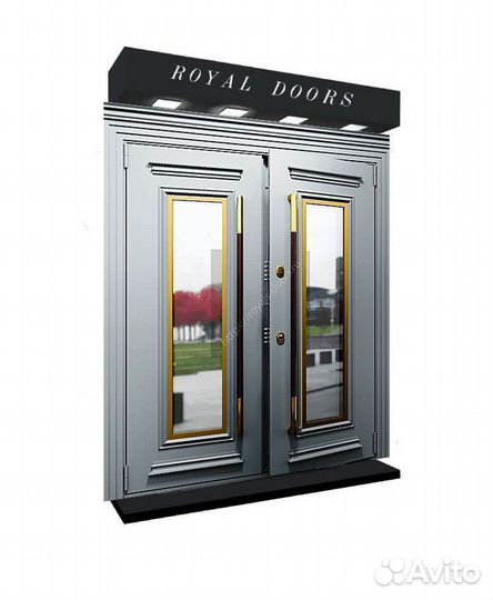 Двустворчатая дверь с багетом и стеклом