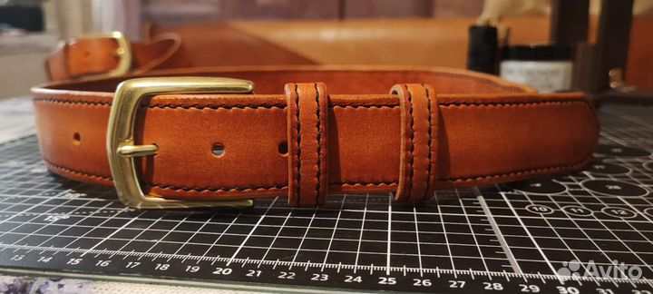 Мужской кожаный ремень ручной работы