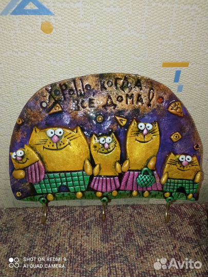 Семья котиков - авторская ключница