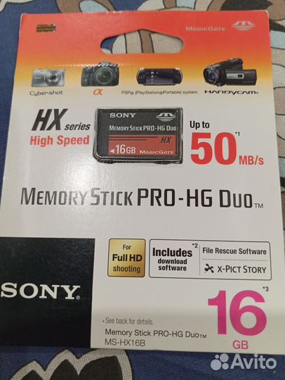 Карта памяти sony memory stick pro duo 16 гб