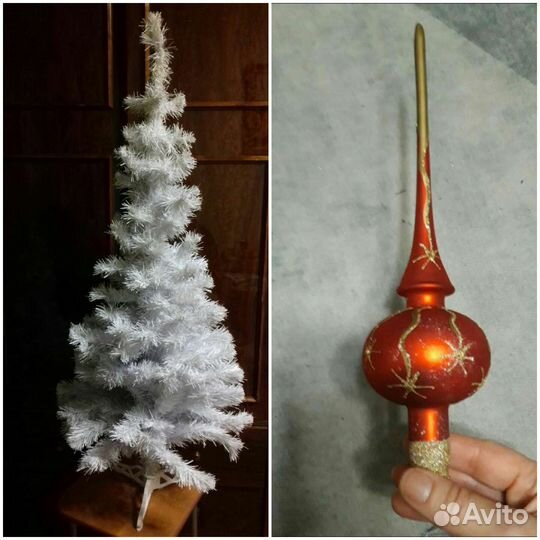 Ёлка белая 120 см +Шпиль для ёлки