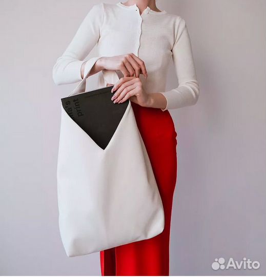 Сумка-шопер женская белая вместительная
