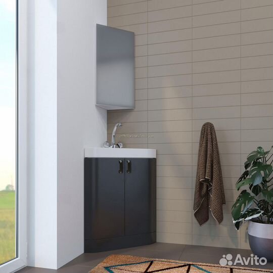 Тумба для ванной Mixline Кварц-67 напольная, угловая серая под ум. Quartz-50 (540986)