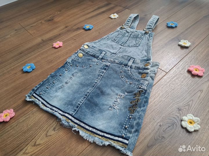 Сарафан для девочки 104 джинсовый