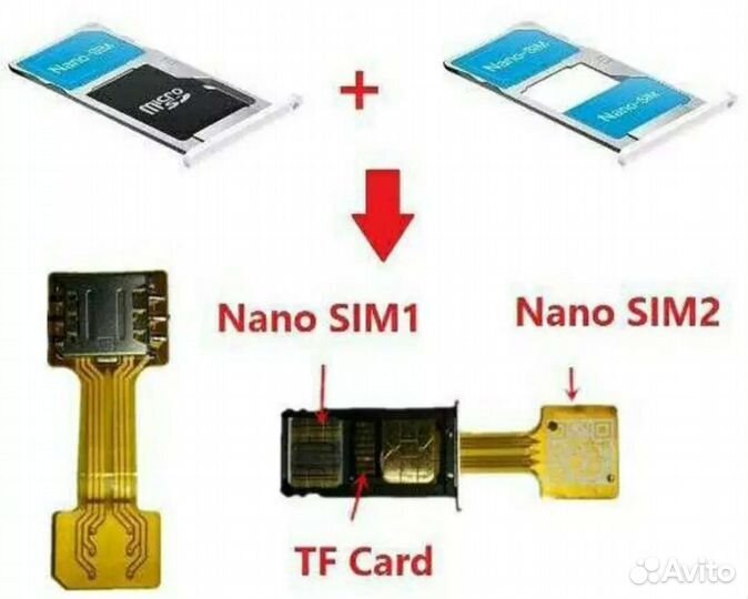 Адаптер для установки второй SIM карты в слот SD