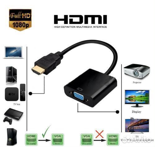 Переходник hdmi vga +aux