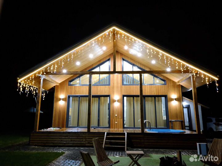 Украшение дома гирляндой, неоном, Бахрома под ключ