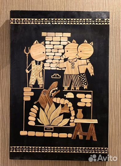 Деревянное панно инкрустация