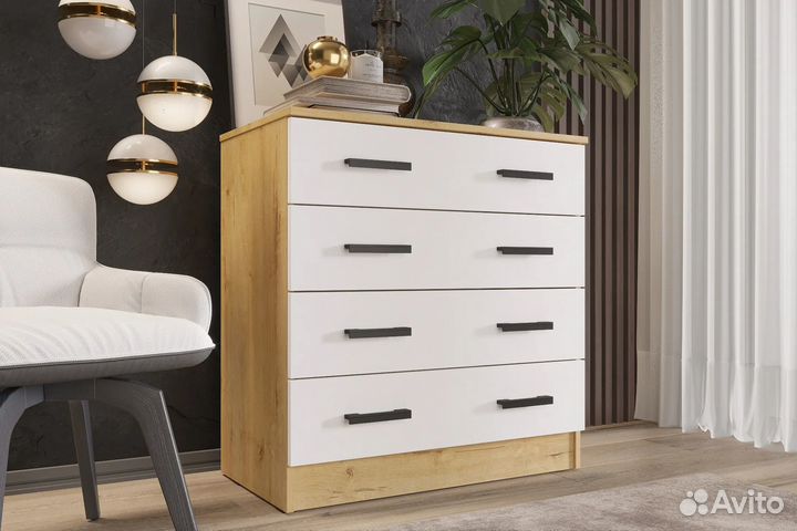 Комод К800 Дуб вотан/Белый гладкий