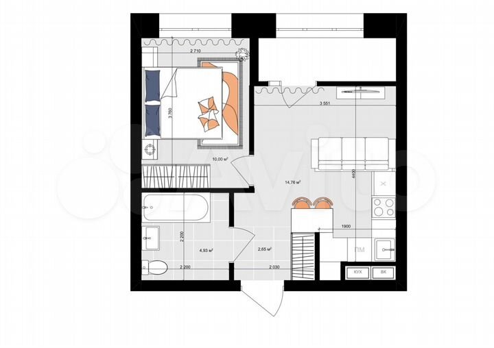 1-к. квартира, 36,2 м², 9/19 эт.