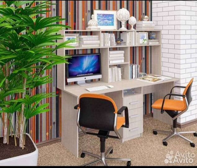 Стол письменный, компьютерный для двоих с ящиками