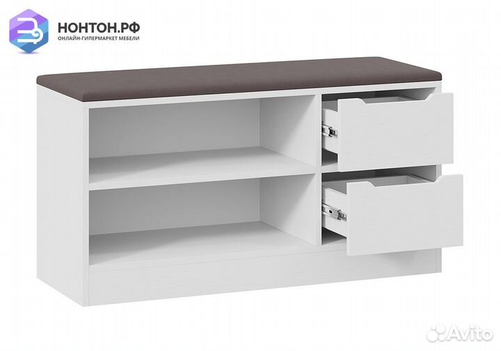 Тумба для обуви Тип 13 белый ясень / велюр серый