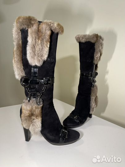 Винтажные зимние сапоги с мехом. Италия