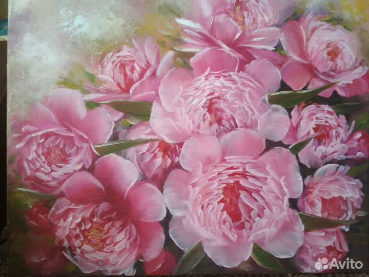 Картина маслом Пионы