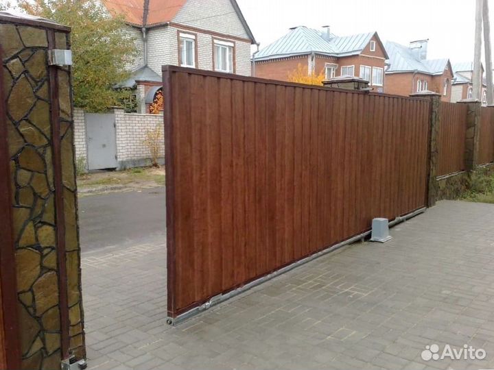 Установка откатных ворот