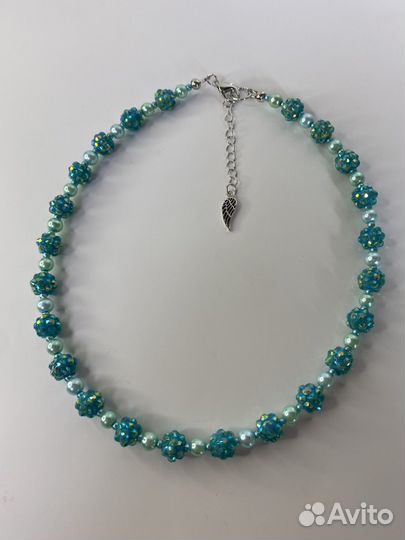 Зеленые бусы шамбала стразы 44 см