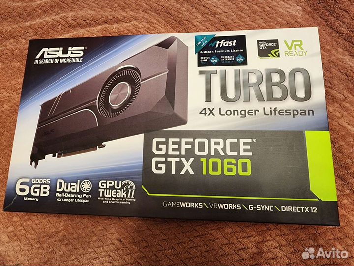 Видеокарта asus GTX 1060 Turbo (turbo-GTX1060-6G)