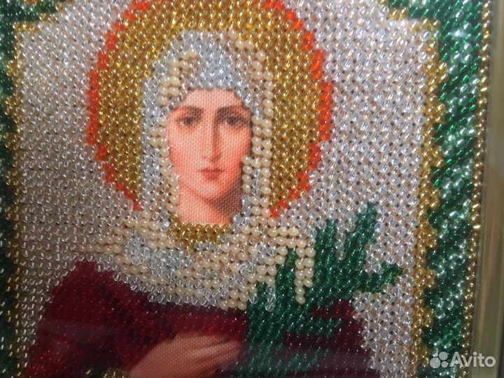 Икона именная Св Мчца Татьяна вышитая бисером