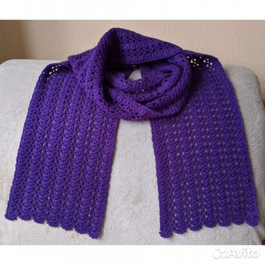 Новый ажурный фиолетовый шарф палантин шерстяной