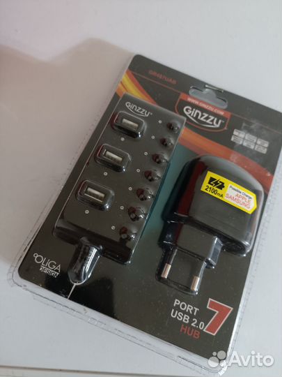 Мощный 7 портовый USB hub хаб с блоком питания