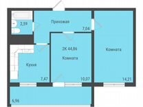 2-к. квартира, 44,9 м², 9/10 эт.