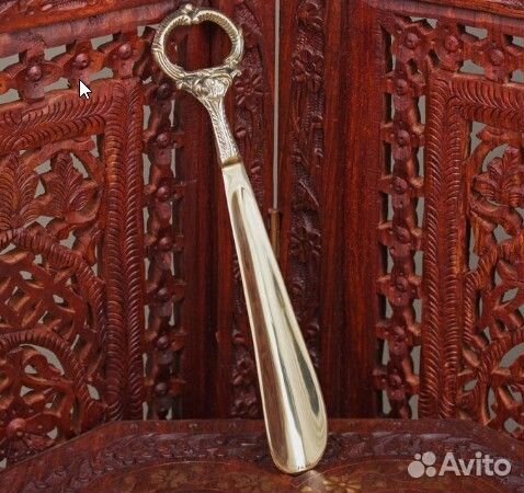 Ложка для обуви латунь 25х5х1см Индия