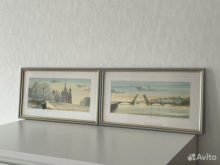 Картина акварелью в раме Санкт-Петербург