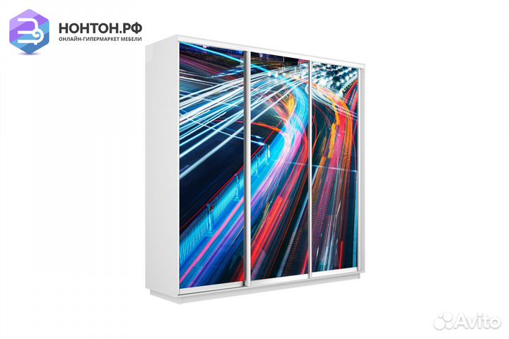 Шкаф-купе 3-х дверный Нонтон фото №1008 / белый сн