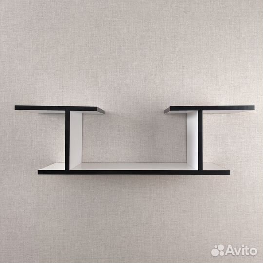 Полка навесная Белая с черной кромкой лдсп