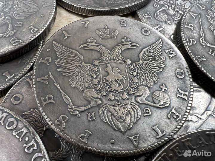 Монета рубль 1780 Екатерина вторая посеребрянная