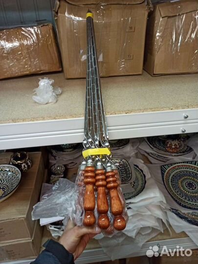 Шампура нержавейка 50 см. с деревянной ручкой