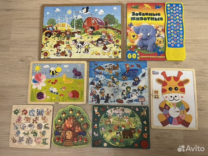 Пазлы деревянные, сортер