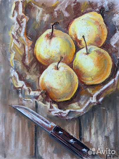 Картина (пастель) «Натюрморт с грушами»