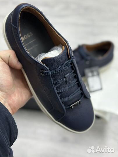 Кеды Hugo Boss мужские синие кожаные