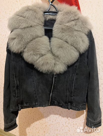 Джинсовая куртка женская с натуральным мехом