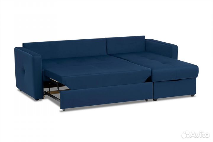 Диван угловой дельфин Вита темно-синий