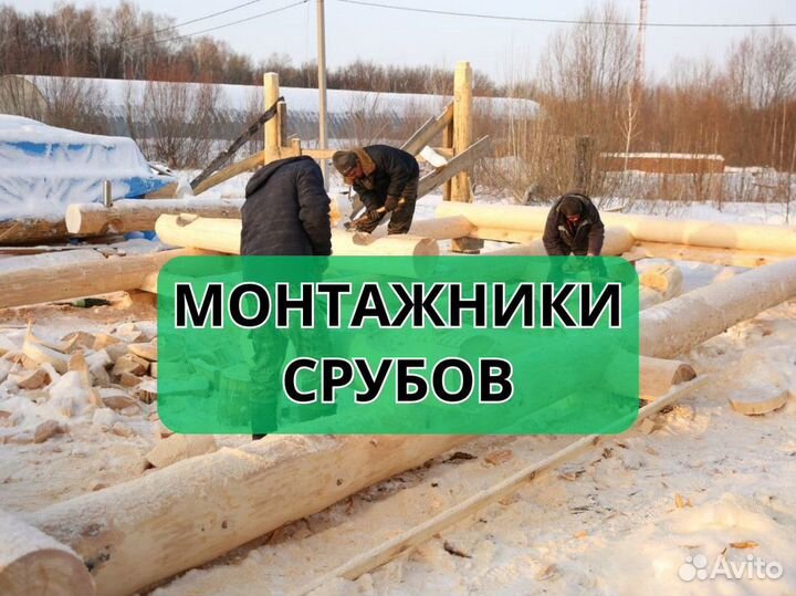 Бригада монтажников срубов с проживанием