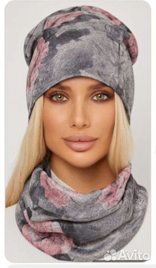 Комплект шапка и снуд женский