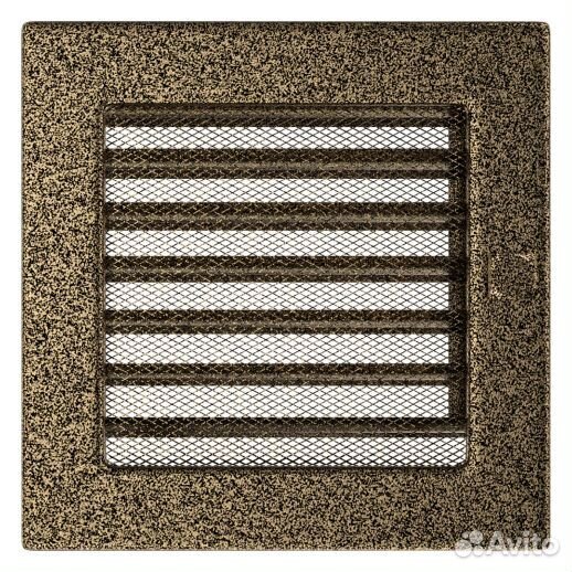 Вент решетка Kratki черная/золото с жалюзи 17 см 4