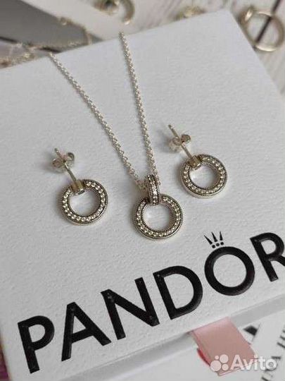 Серьги кольцо Pandora Логомания